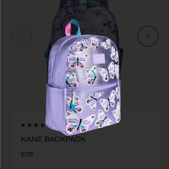 State Bags Kane kids gorgeous Metallic Purple with fuzzy 3d butterflies backpack - Picture 7 of 8
